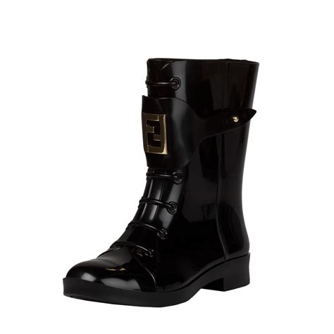 fendi black lace up rain boots|Fendi high heel boots.